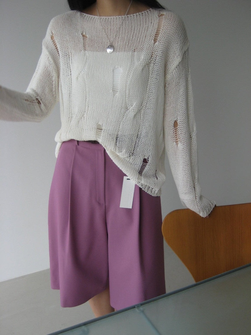Silence Distressed Knit Top