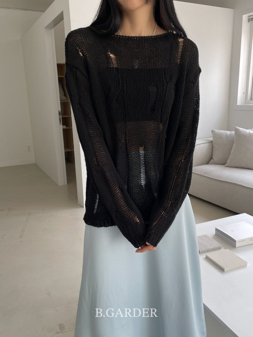 Silence Distressed Knit Top