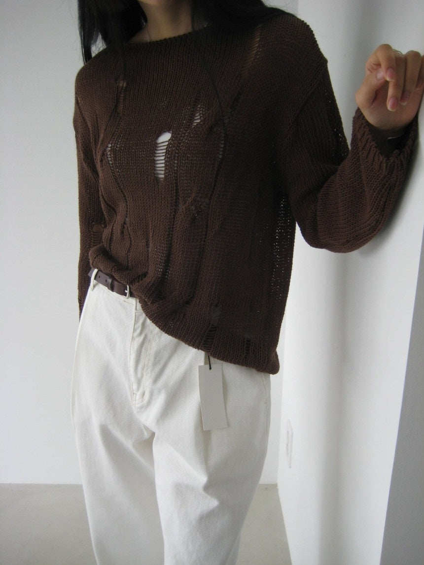 Silence Distressed Knit Top