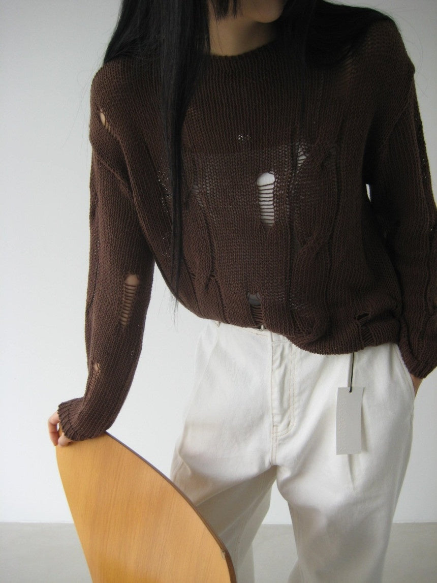 Silence Distressed Knit Top