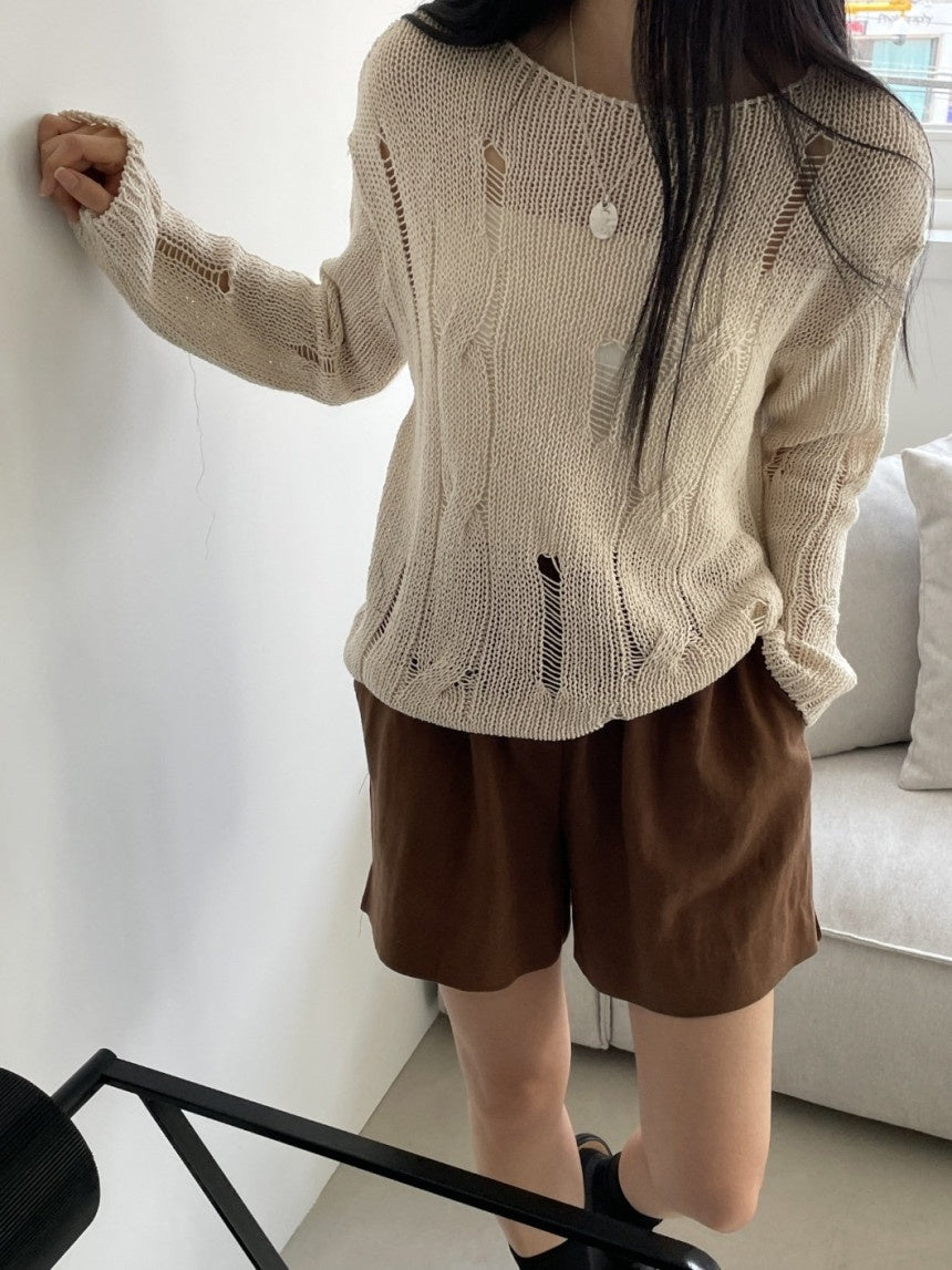 Silence Distressed Knit Top