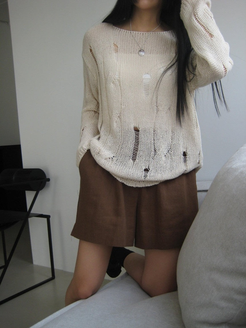 Silence Distressed Knit Top