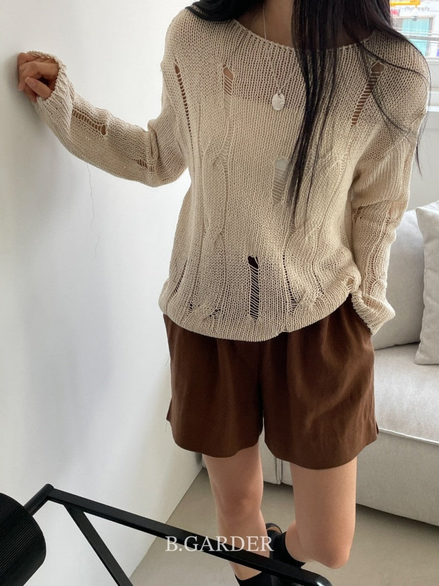 Silence Distressed Knit Top