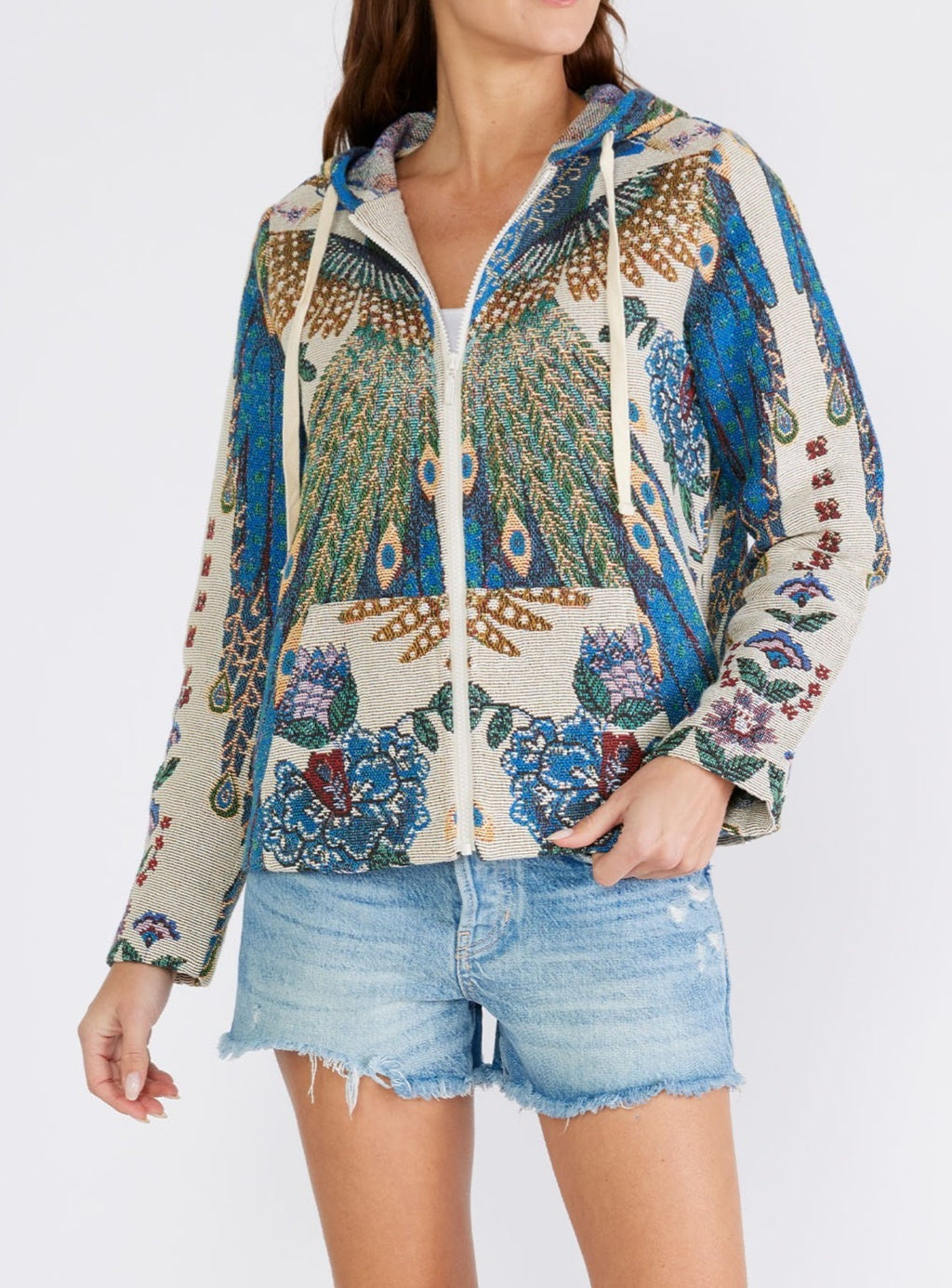 Peacock Tapestry Hoodie Jacket