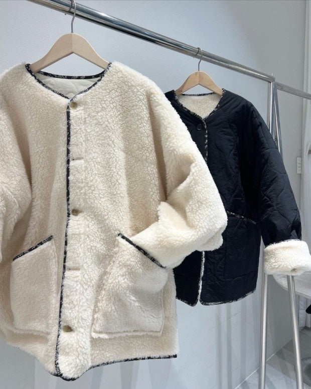 Reversible Faux Sherpa Paisley Quilt Jacket