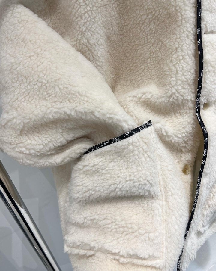 Reversible Faux Sherpa Paisley Quilt Jacket