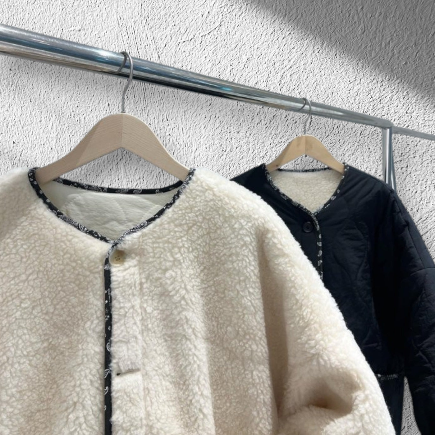 Reversible Faux Sherpa Paisley Quilt Jacket
