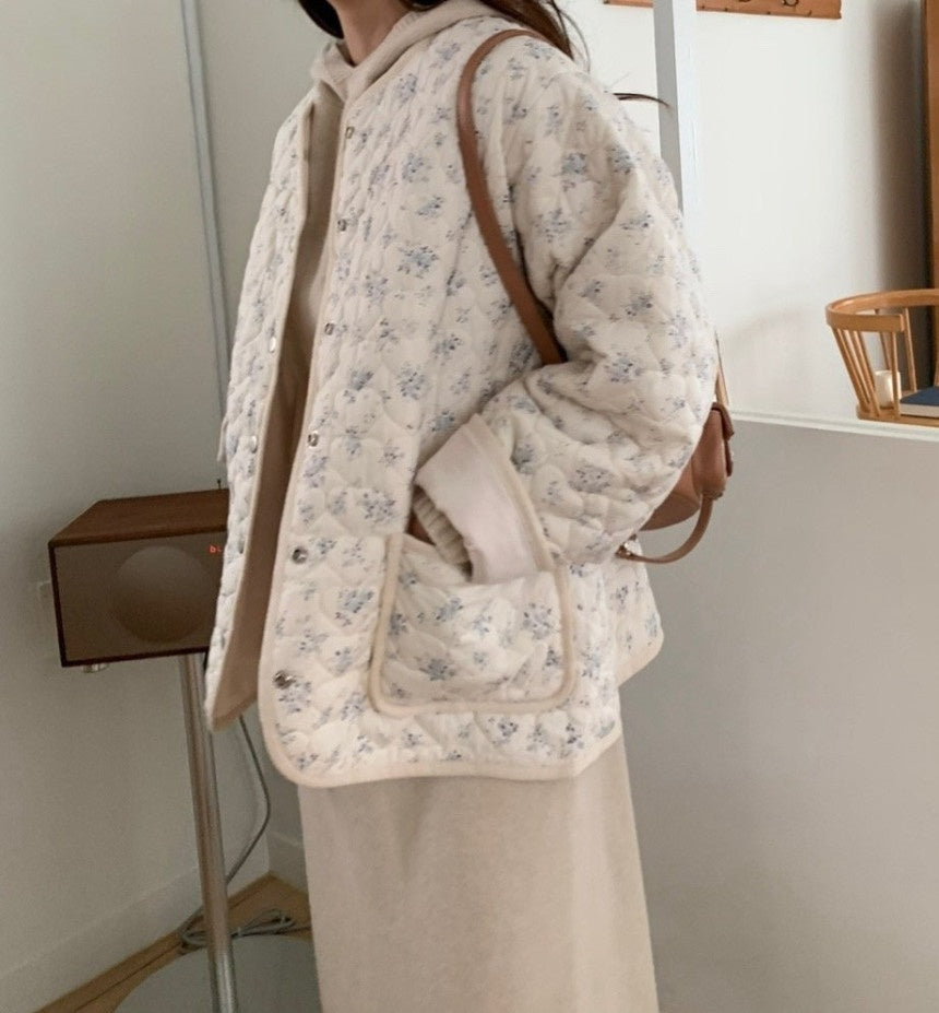 Blue Floral Quilted Jacket