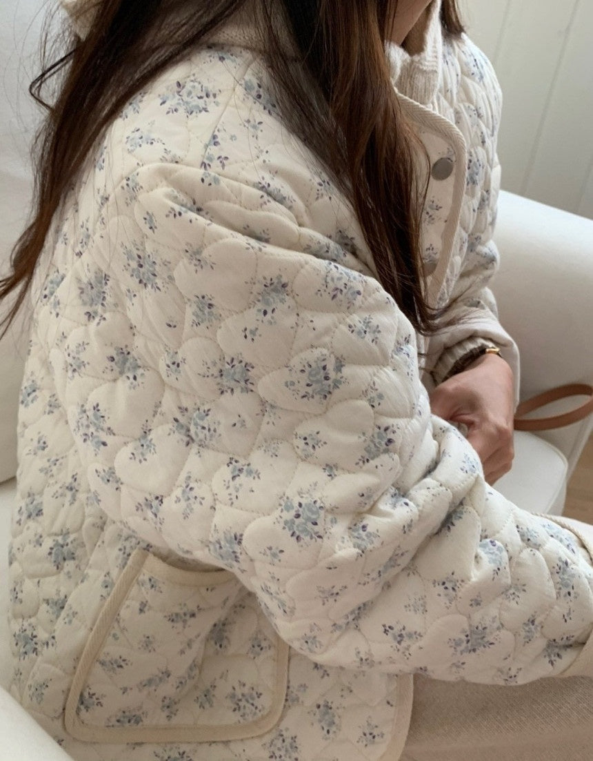 Blue Floral Quilted Jacket