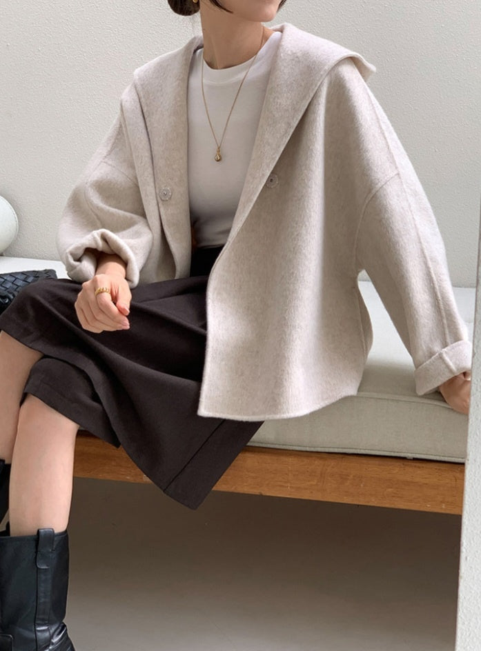Wool 100% Handmade Hooded Coat