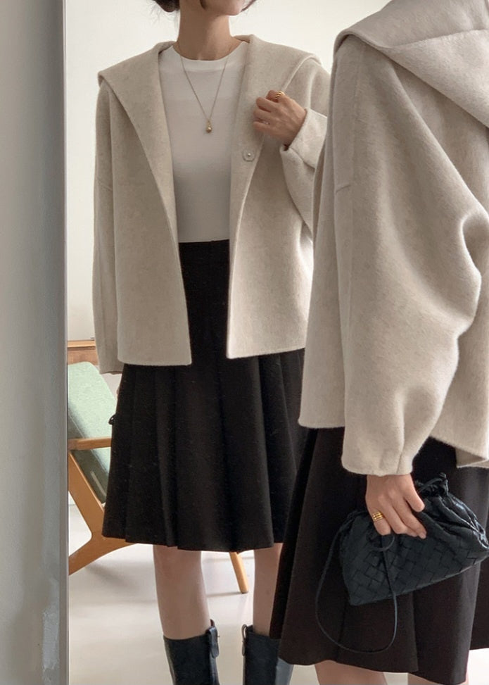 Wool 100% Handmade Hooded Coat
