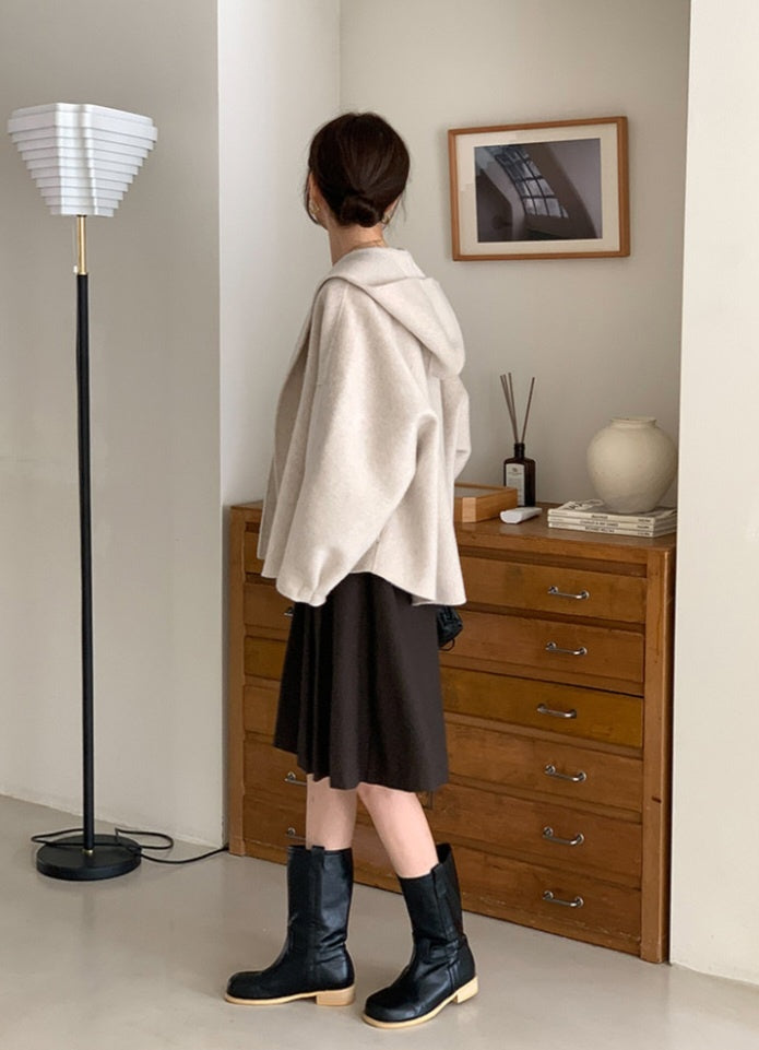 Wool 100% Handmade Hooded Coat
