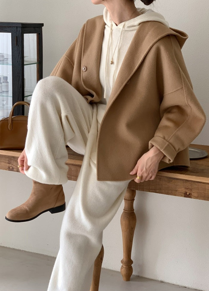 Wool 100% Handmade Hooded Coat