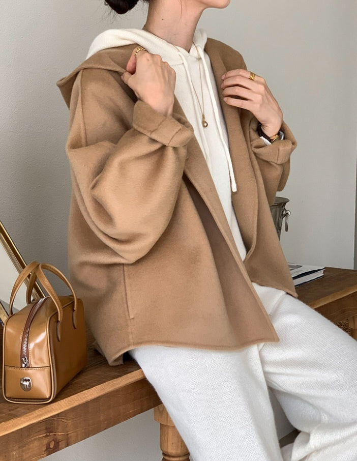 Wool 100% Handmade Hooded Coat