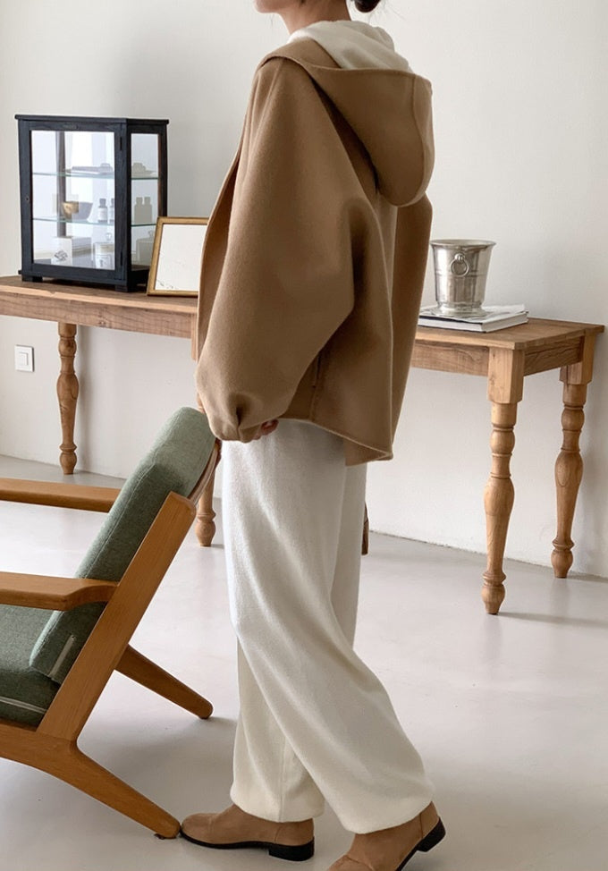 Wool 100% Handmade Hooded Coat