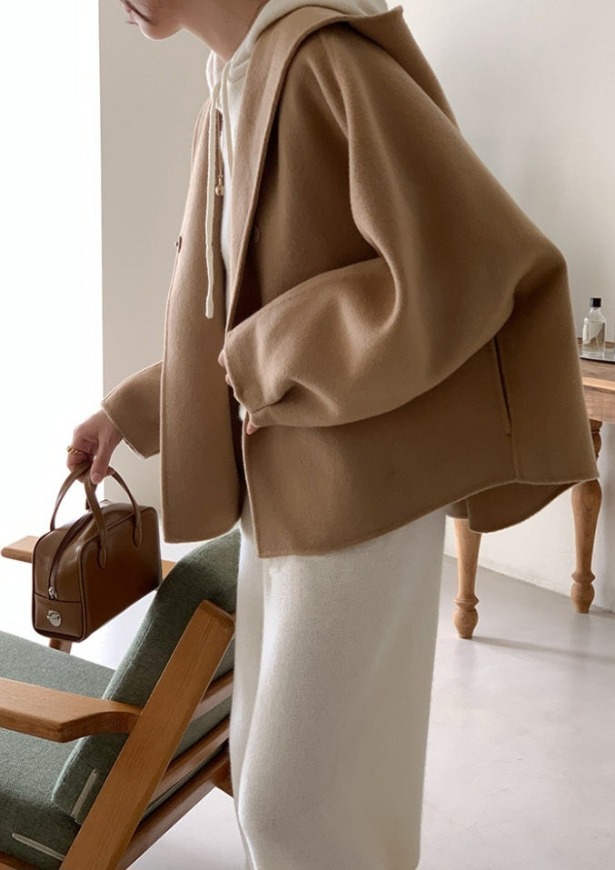 Wool 100% Handmade Hooded Coat