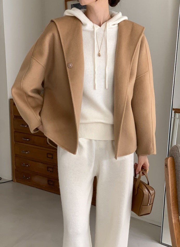 Wool 100% Handmade Hooded Coat