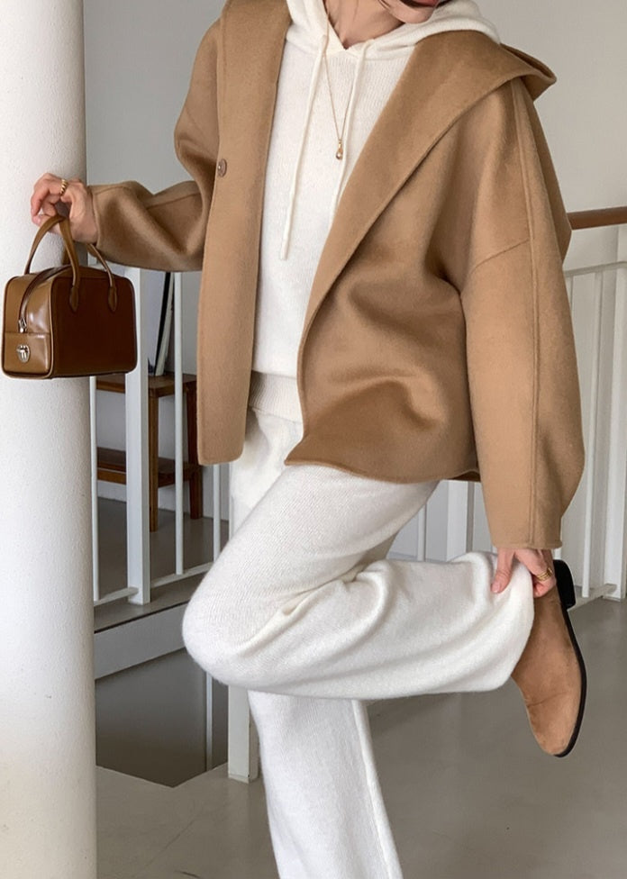 Wool 100% Handmade Hooded Coat