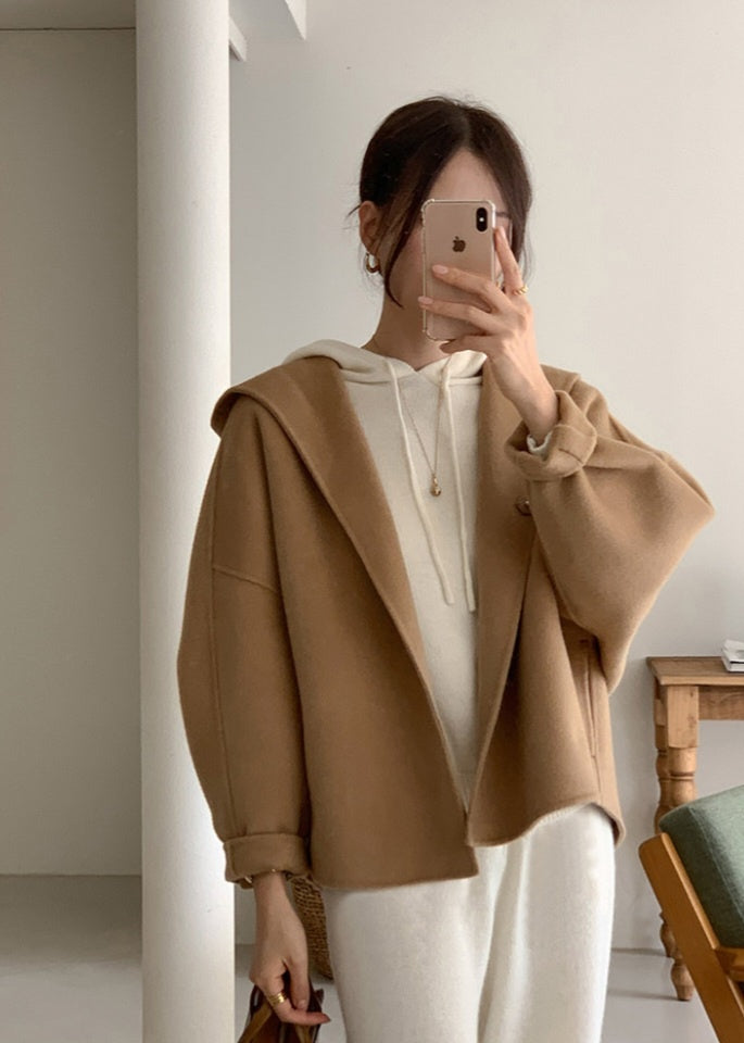 Wool 100% Handmade Hooded Coat