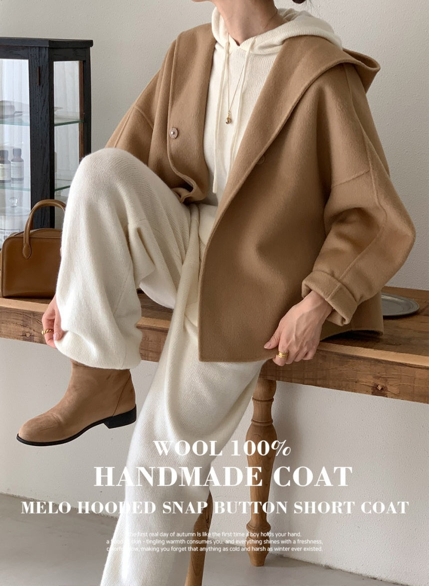 Wool 100% Handmade Hooded Coat