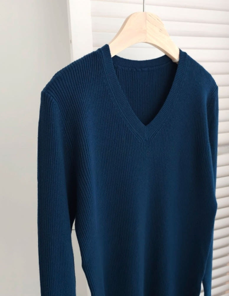 Extra Soft Spring V-Neck Ribbed Knit