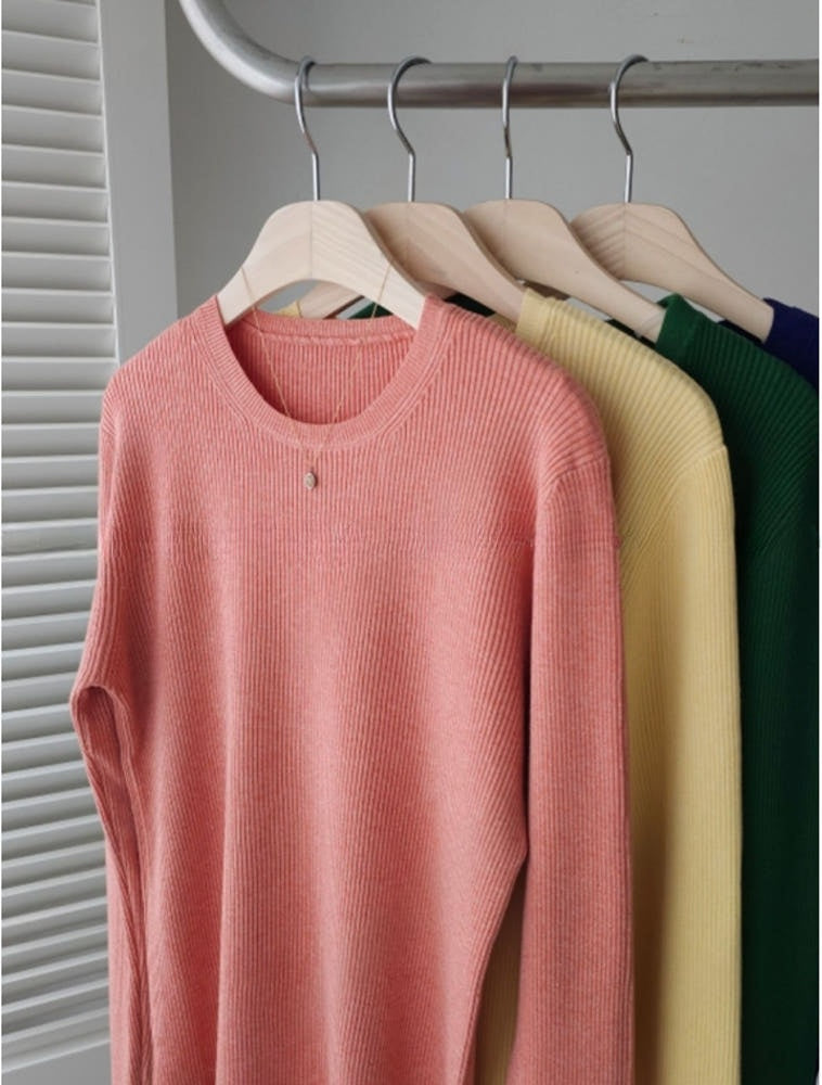 Extra Soft Spring Crew Neck Ribbed Knit