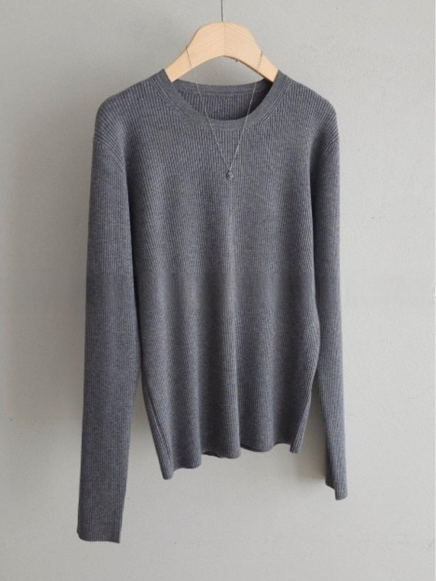 Extra Soft Spring Crew Neck Ribbed Knit