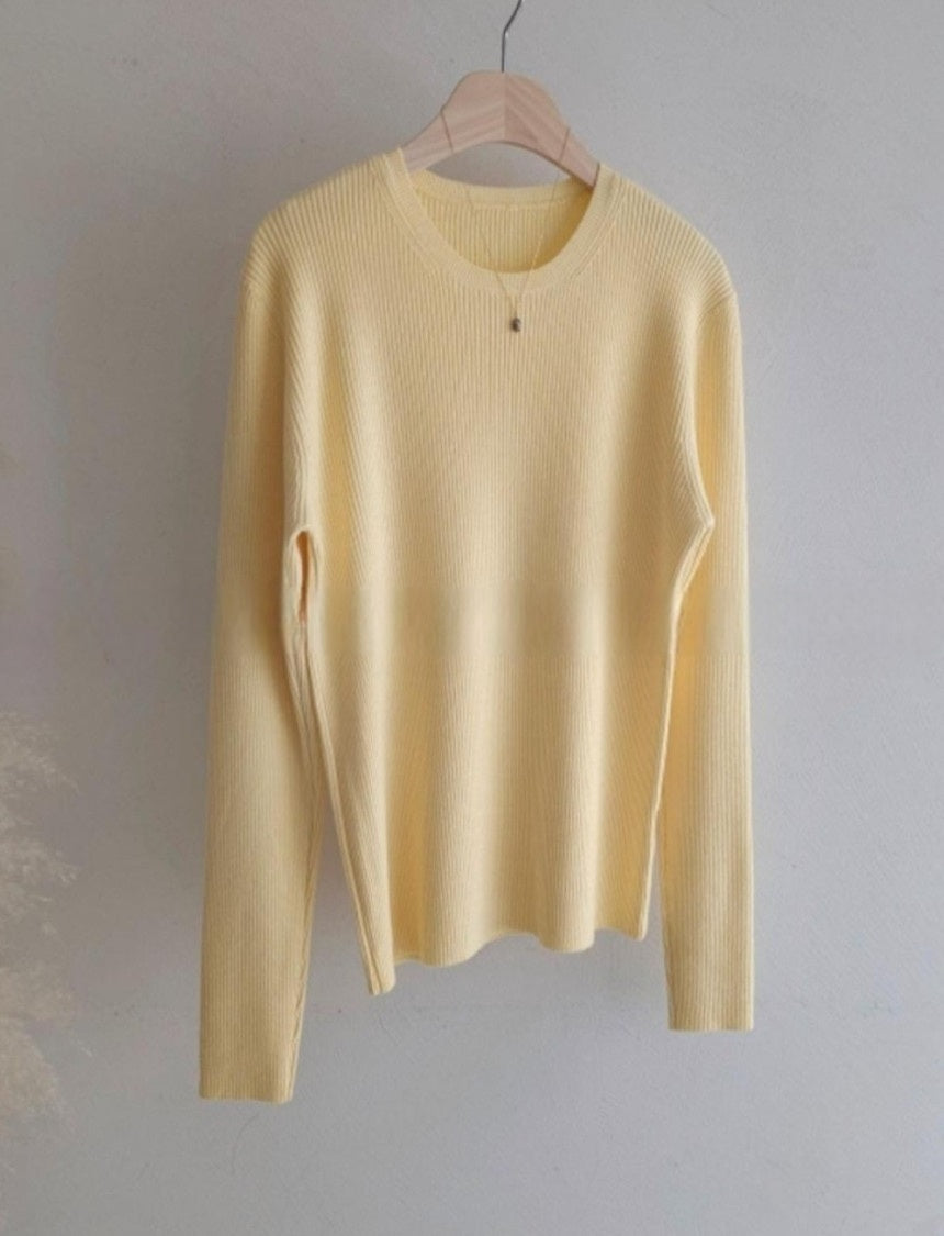Extra Soft Spring Crew Neck Ribbed Knit