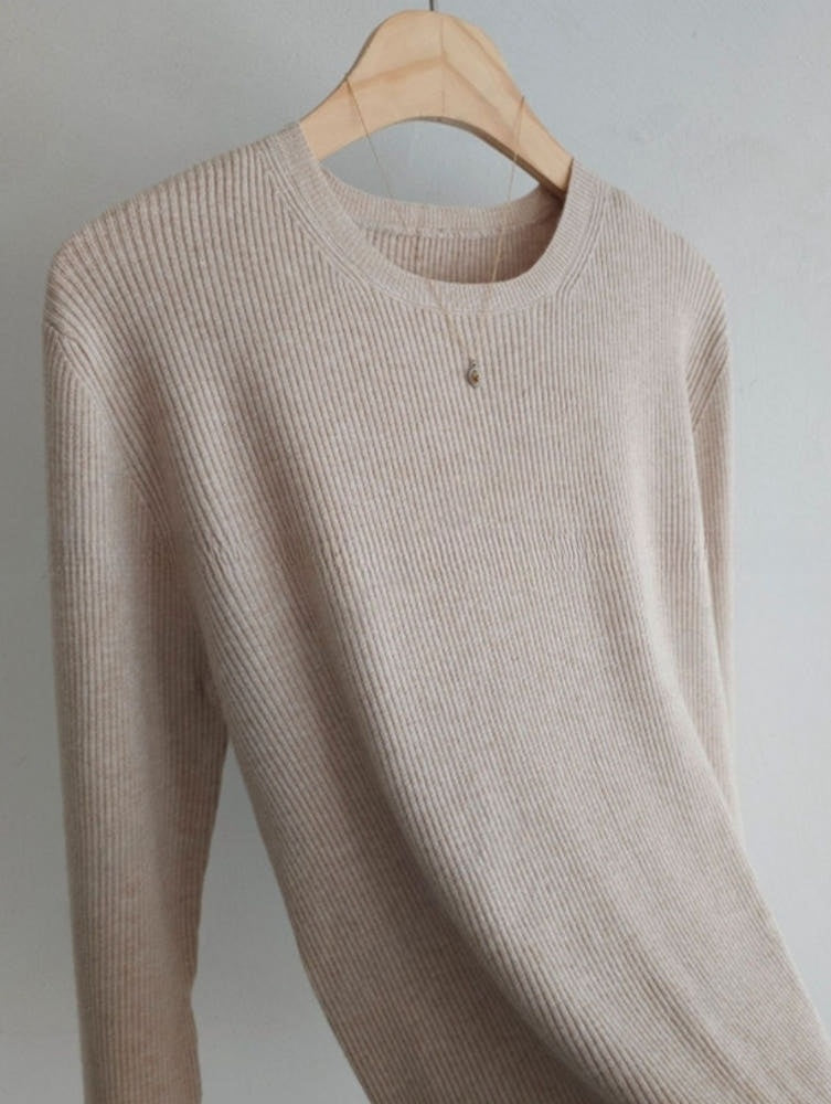 Extra Soft Spring Crew Neck Ribbed Knit