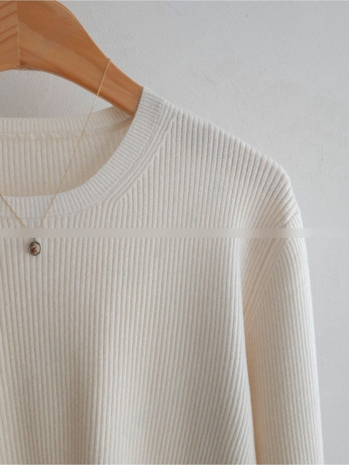 Extra Soft Spring Crew Neck Ribbed Knit