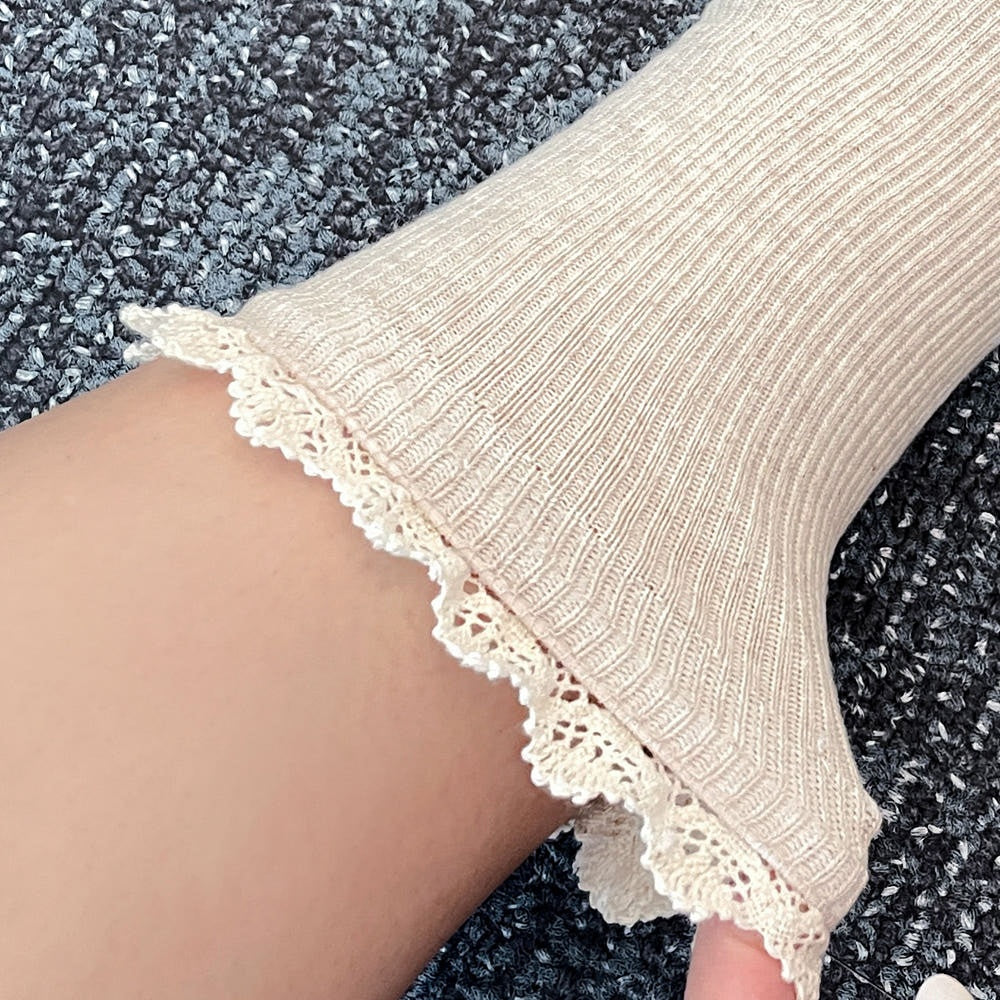Bohemian Crochet Lace Ribbed Socks (Vivid Colors)