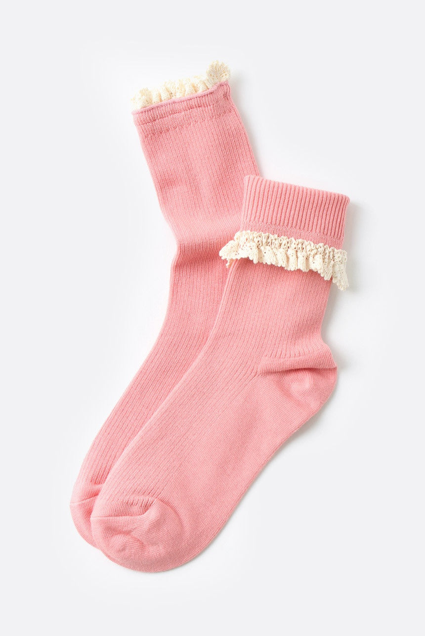 Bohemian Crochet Lace Ribbed Socks (Vivid Colors)