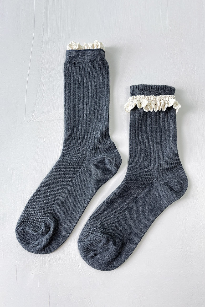 Bohemian Crochet Lace Ribbed Socks (Vivid Colors)