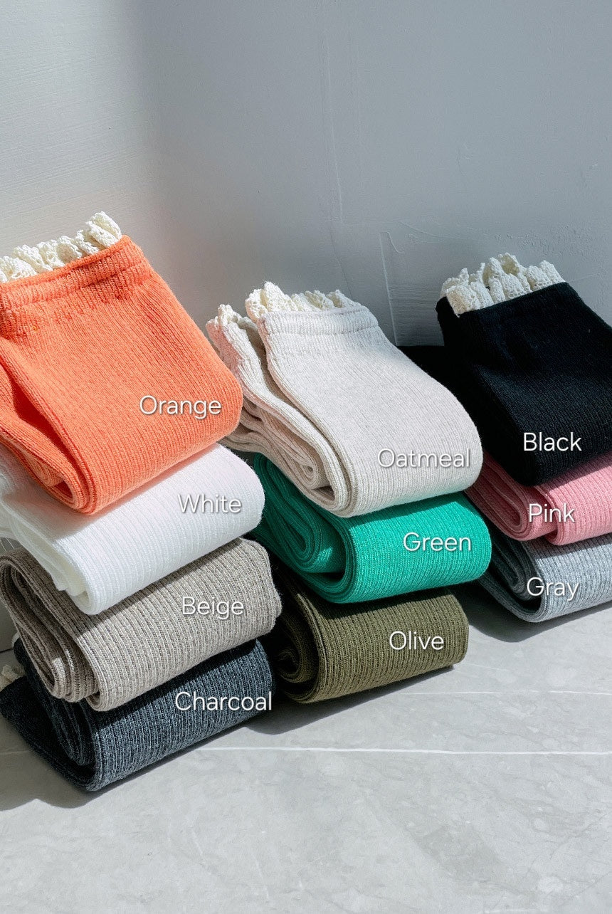 Bohemian Crochet Lace Ribbed Socks (Vivid Colors)