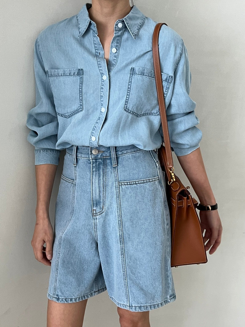 Slimming Cut-out Denim Short