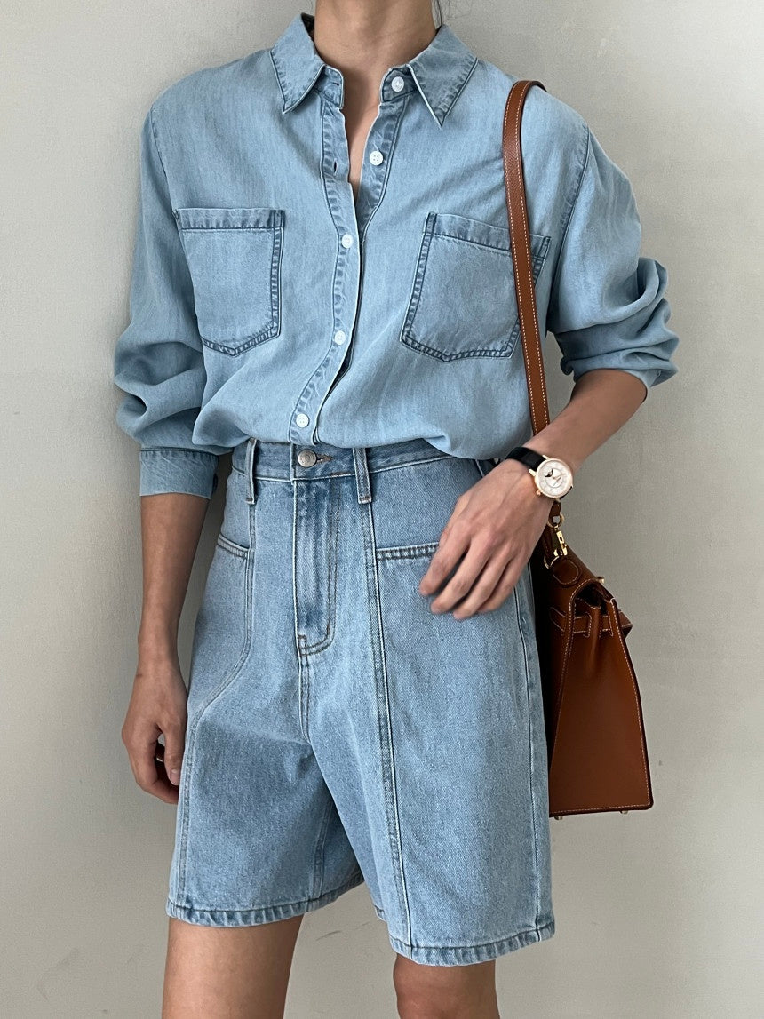 Slimming Cut-out Denim Short