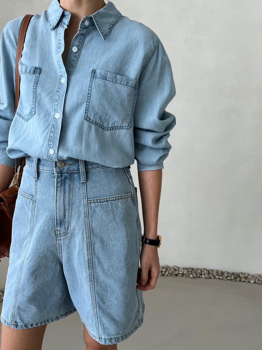 Slimming Cut-out Denim Short