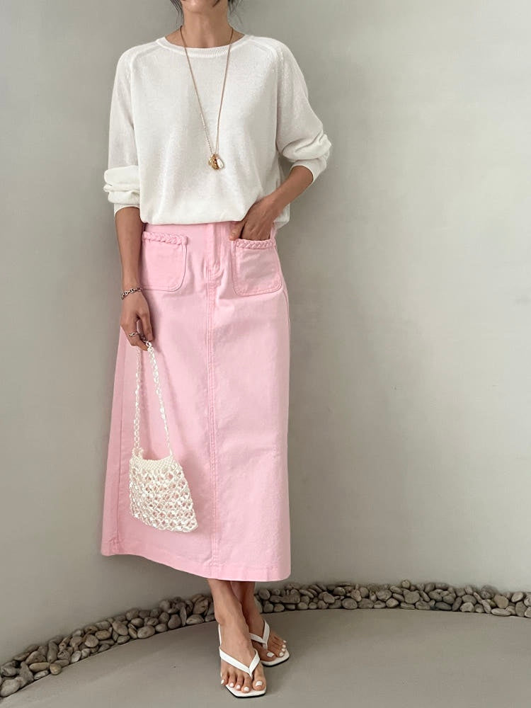 Rosewater Long Cotton Skirt