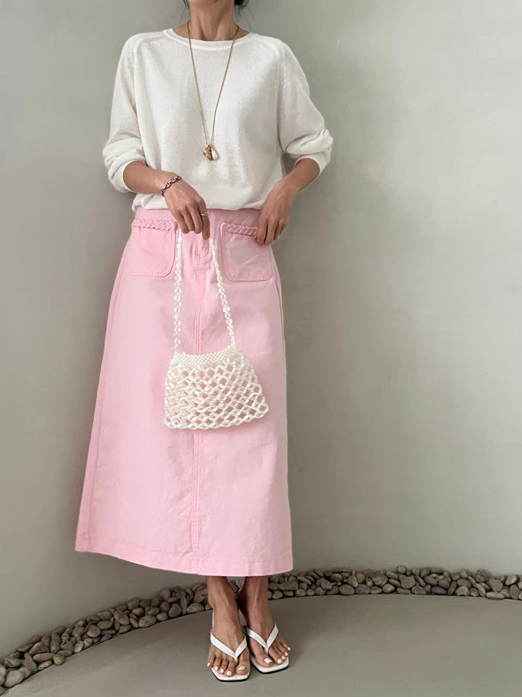 Rosewater Long Cotton Skirt