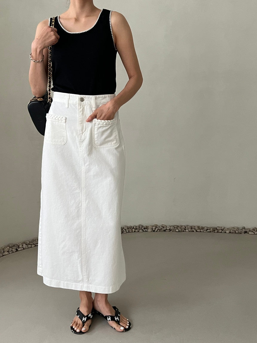 Rosewater Long Cotton Skirt