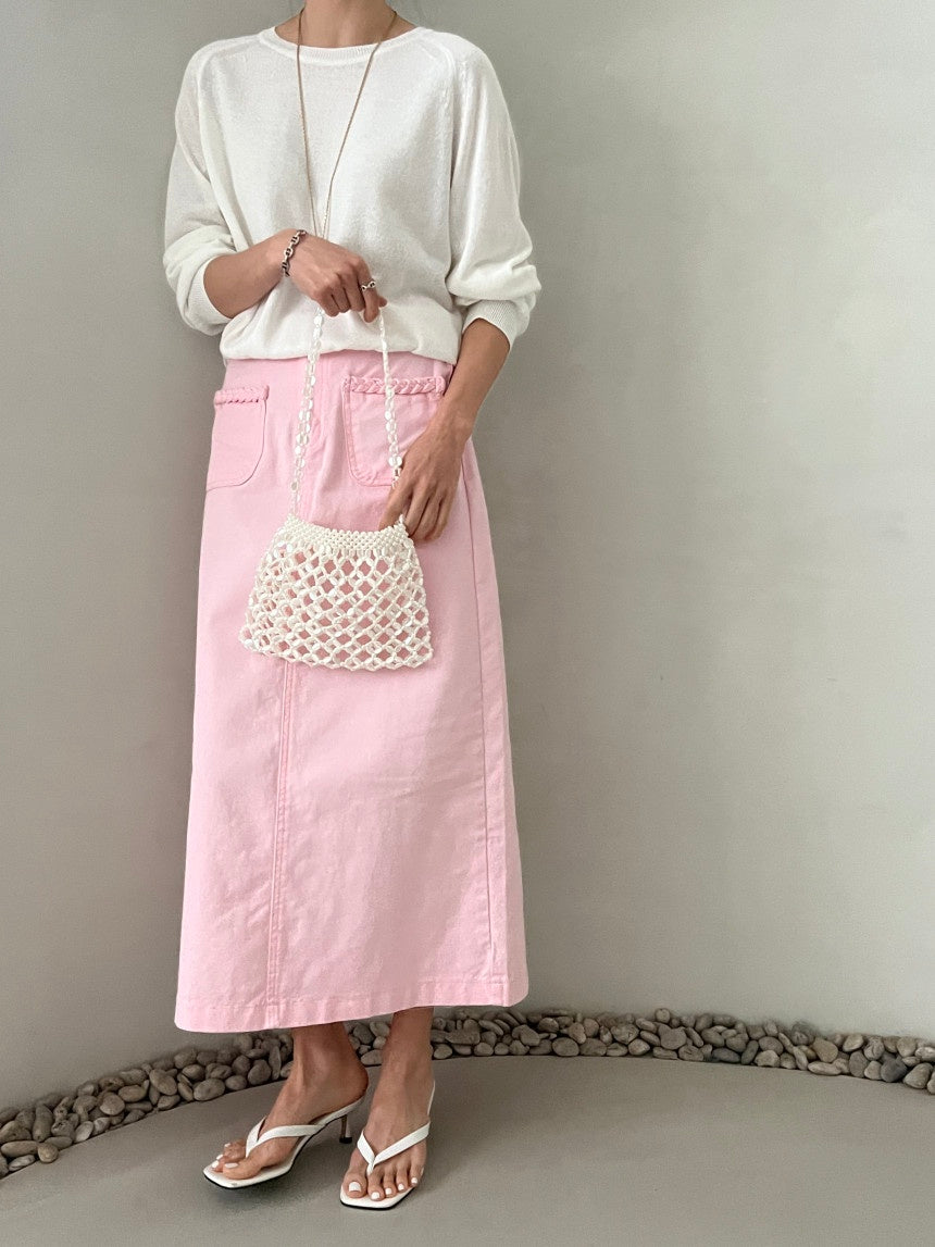 Rosewater Long Cotton Skirt