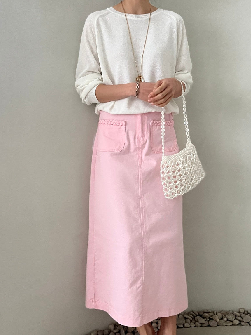 Rosewater Long Cotton Skirt