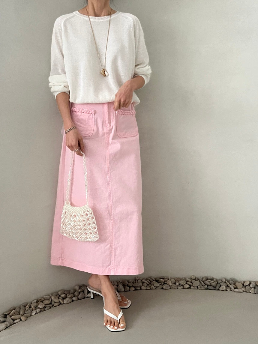 Rosewater Long Cotton Skirt