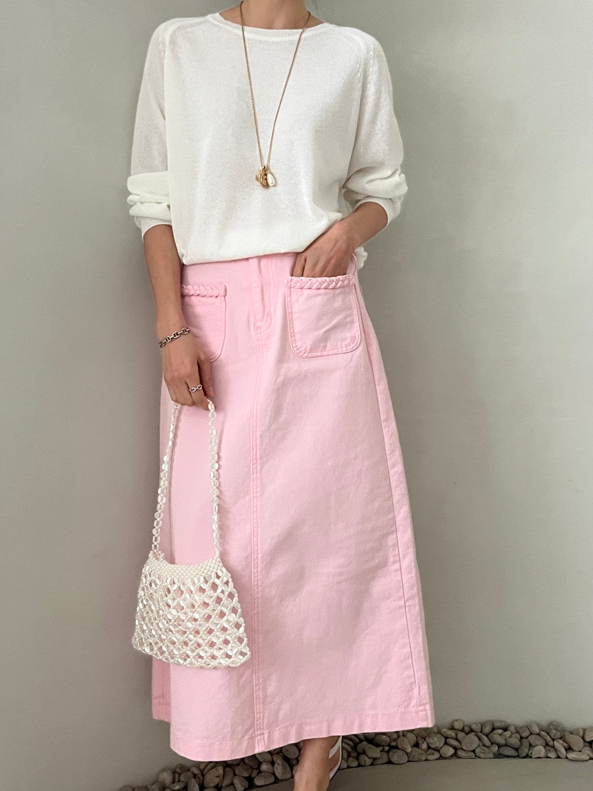 Rosewater Long Cotton Skirt