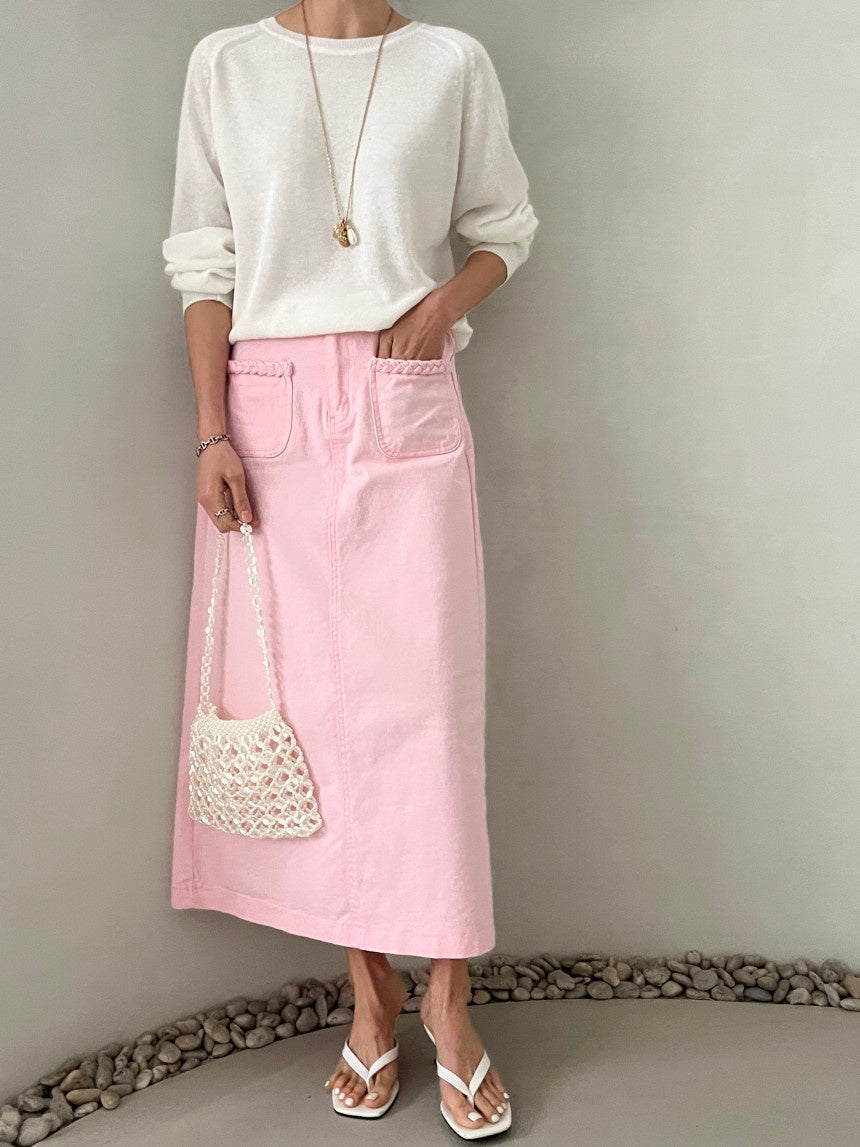 Rosewater Long Cotton Skirt
