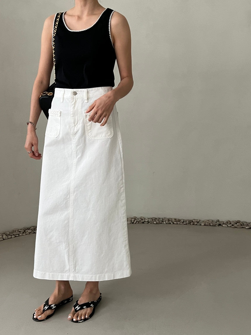 Rosewater Long Cotton Skirt