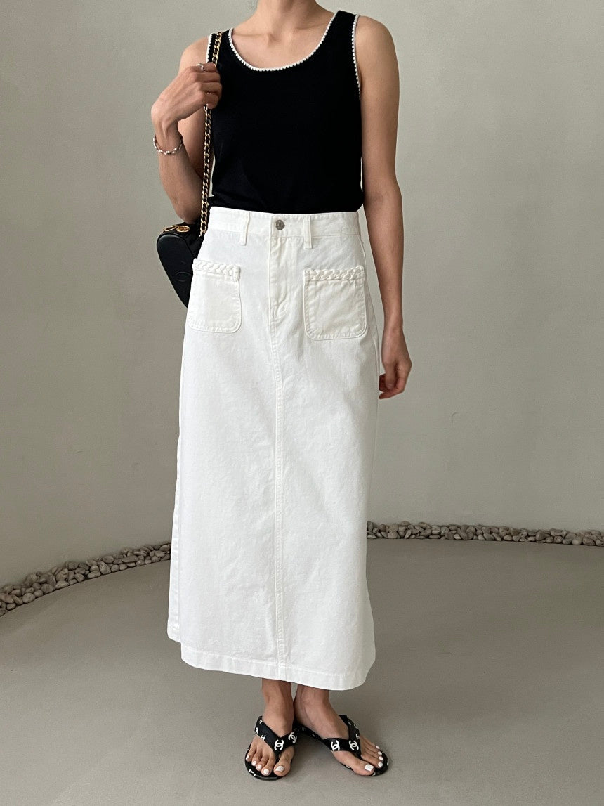 Rosewater Long Cotton Skirt