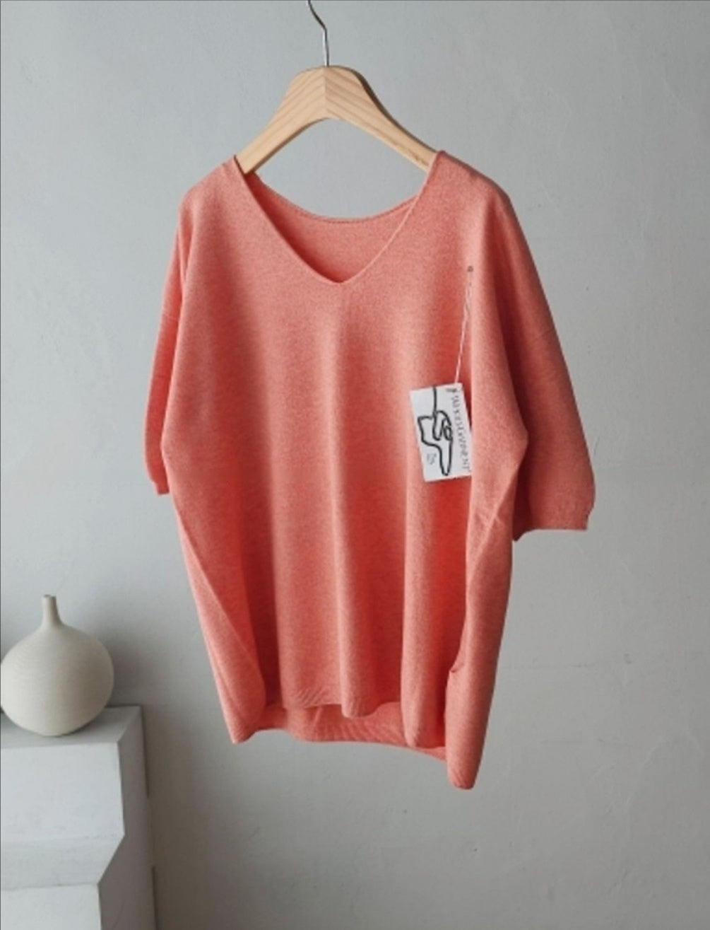 V-neck Short sleeve Knit Top