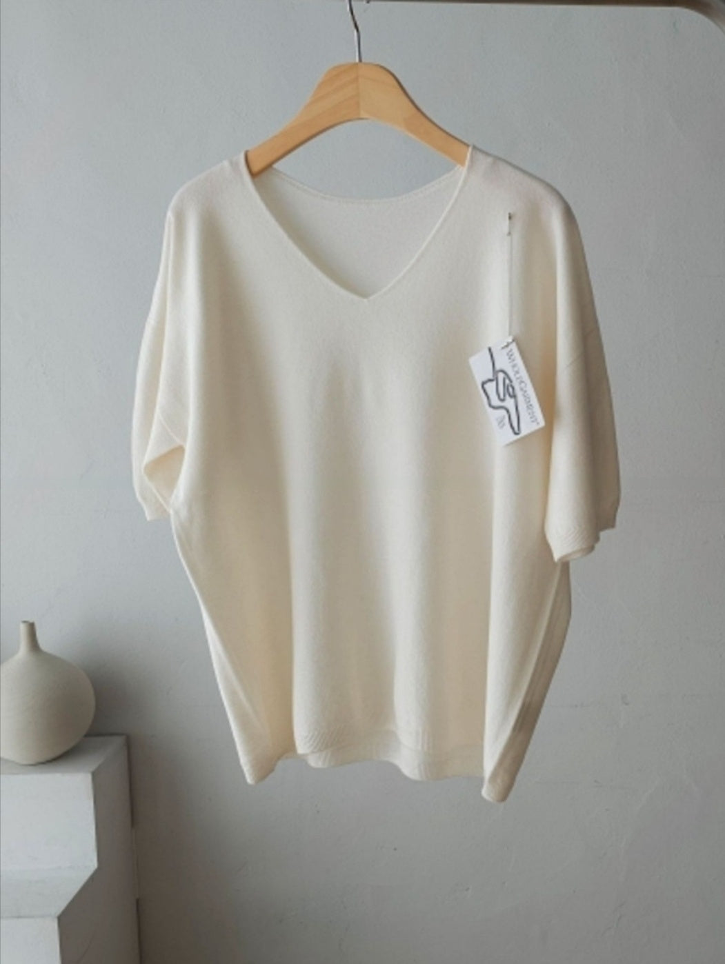 V-neck Short sleeve Knit Top