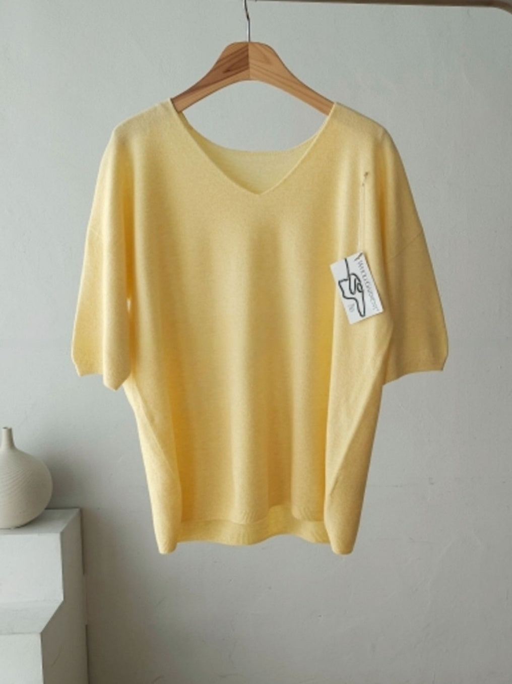 V-neck Short sleeve Knit Top